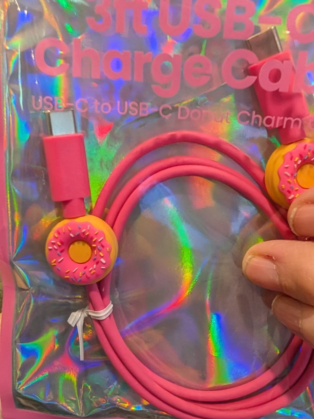 Target Pink Donut USB-C Charging Cable with Donut Charms